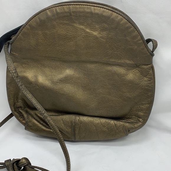 Mima Venezi Italian Leather purse Taupe silver gold braiding - Picture 4 of 8